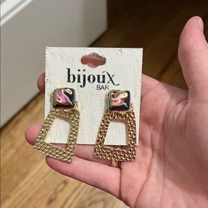 Gold and Multicolor bijoux bar Earrings